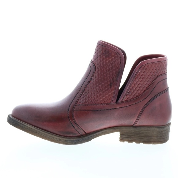 New Roan by Bed Stu Gossip Burgundy Leather Ankle Boots Distressed Quilted 7 - Picture 2 of 14